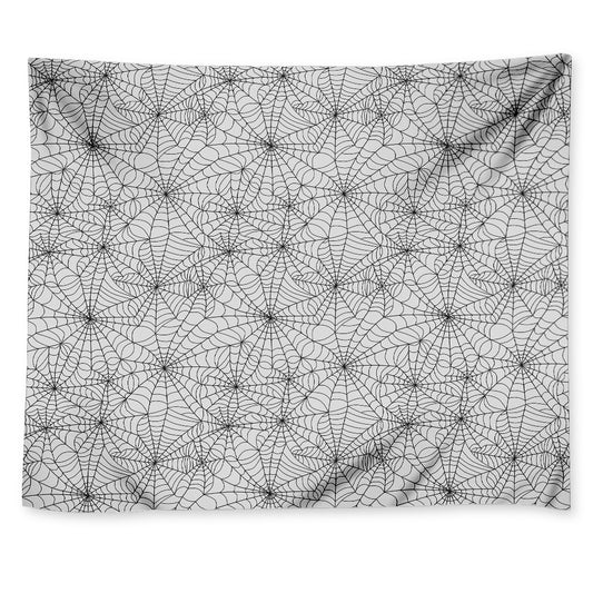White And Black Spider Web Pattern Print Tapestry