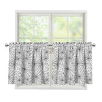 White And Black Spider Web Pattern Print Tier Curtains