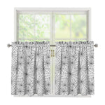 White And Black Spider Web Pattern Print Tier Curtains