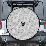 White And Black Spider Web Pattern Print Tire Cover With Camera Hole