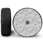 White And Black Spider Web Pattern Print Tire Cover With Camera Hole