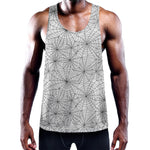 White And Black Spider Web Pattern Print Training Tank Top