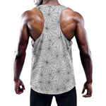 White And Black Spider Web Pattern Print Training Tank Top