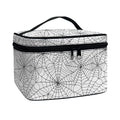 White And Black Spider Web Pattern Print Travel Makeup Bag