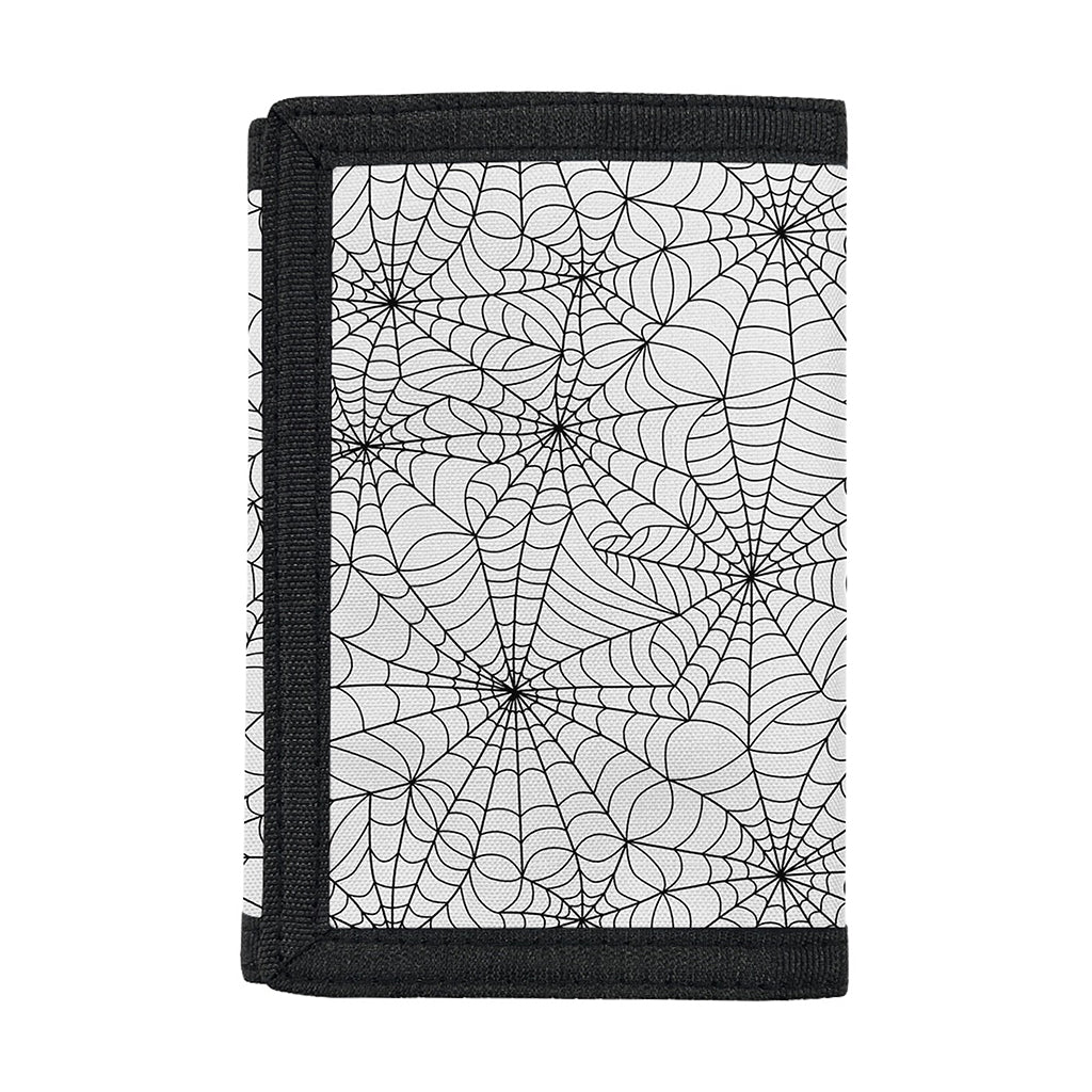 White And Black Spider Web Pattern Print Trifold Wallet