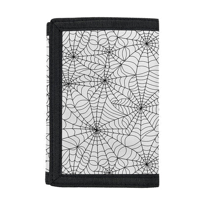 White And Black Spider Web Pattern Print Trifold Wallet