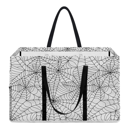 White And Black Spider Web Pattern Print Utility Tote Bag