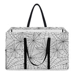 White And Black Spider Web Pattern Print Utility Tote Bag