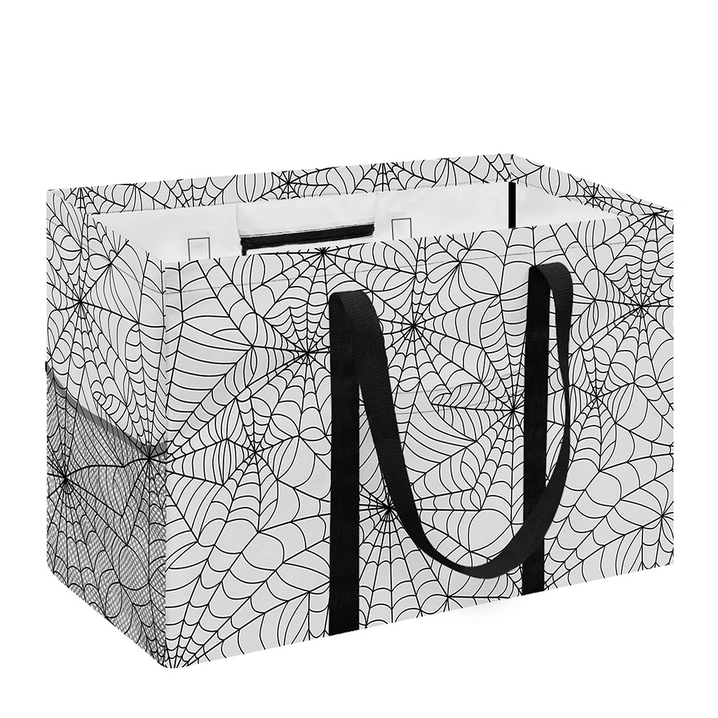 White And Black Spider Web Pattern Print Utility Tote Bag