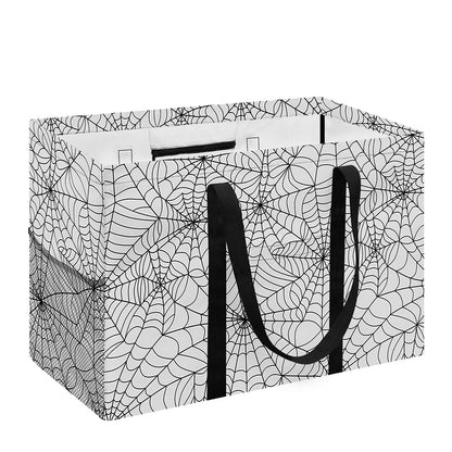 White And Black Spider Web Pattern Print Utility Tote Bag