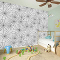 White And Black Spider Web Pattern Print Wall Sticker