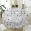 White And Black Spider Web Pattern Print Waterproof Round Tablecloth