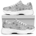 White And Black Spider Web Pattern Print White Chunky Shoes