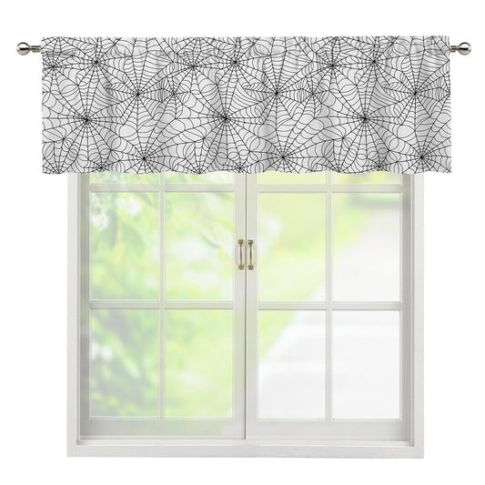 White And Black Spider Web Pattern Print Window Valance