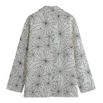White And Black Spider Web Pattern Print Women's Blazer