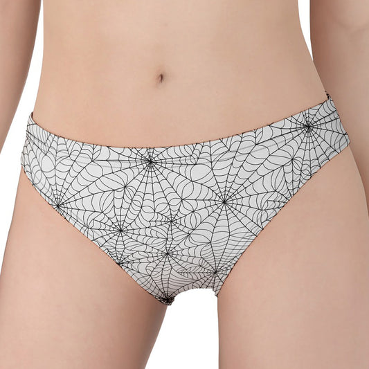 White And Black Spider Web Pattern Print Women's Panties