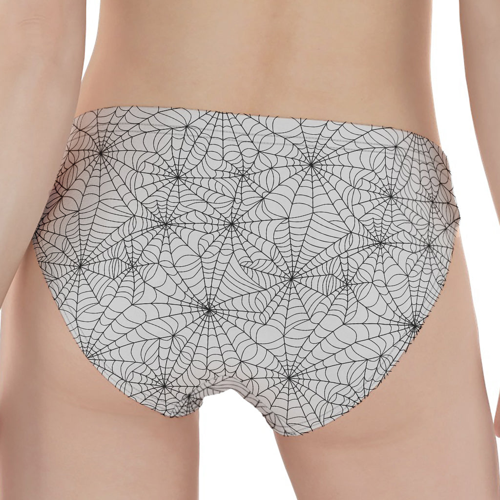 White And Black Spider Web Pattern Print Women's Panties