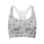 White And Black Spider Web Pattern Print Women's Sports Bra