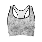 White And Black Spider Web Pattern Print Women's Sports Bra