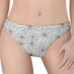 White And Black Spider Web Pattern Print Women's Thong