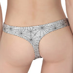 White And Black Spider Web Pattern Print Women's Thong