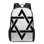 White And Black Star of David Print 17 Inch Backpack
