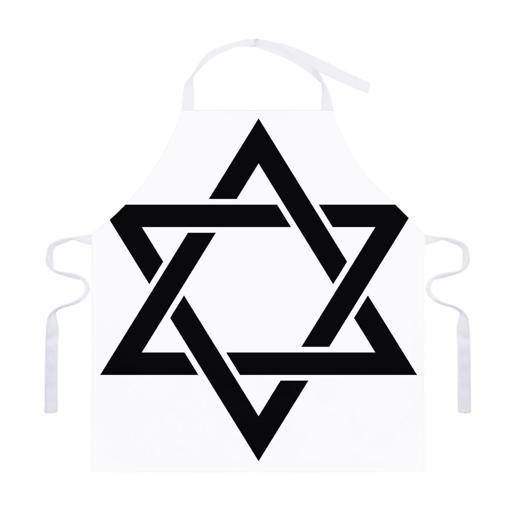 White And Black Star of David Print Adjustable Apron
