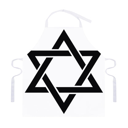 White And Black Star of David Print Adjustable Apron