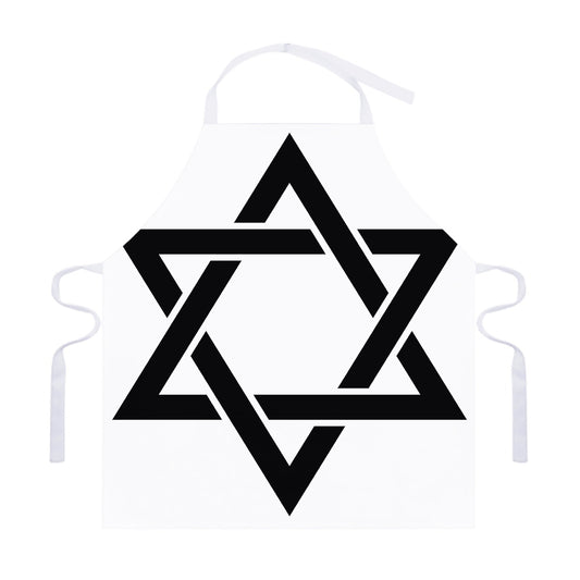 White And Black Star of David Print Adjustable Apron