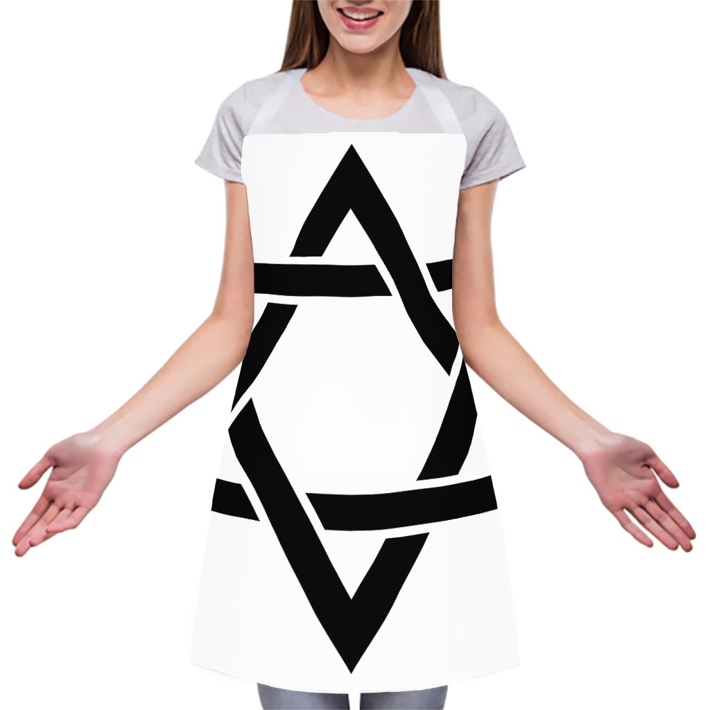 White And Black Star of David Print Adjustable Apron