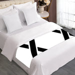 White And Black Star of David Print Bed Runner