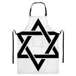 White And Black Star of David Print Bib Apron With Pocket