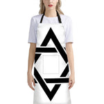 White And Black Star of David Print Bib Apron With Pocket
