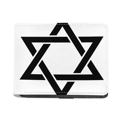 White And Black Star of David Print Bifold Wallet