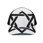 White And Black Star of David Print Black Mesh Trucker Cap