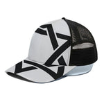 White And Black Star of David Print Black Mesh Trucker Cap