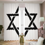 White And Black Star of David Print Blackout Pencil Pleat Curtains