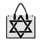 White And Black Star of David Print Canvas Tote Bag