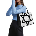 White And Black Star of David Print Canvas Tote Bag