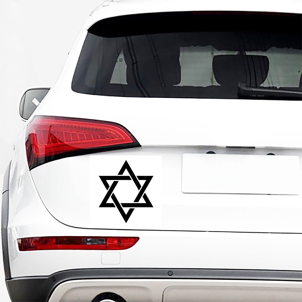White And Black Star of David Print Car Sticker