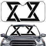 White And Black Star of David Print Car Windshield Sun Shade