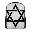 White And Black Star of David Print Casual Backpack