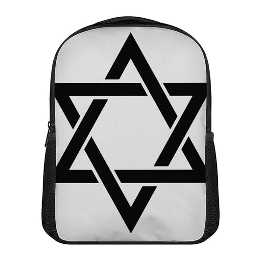 White And Black Star of David Print Casual Backpack