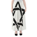 White And Black Star of David Print Chiffon Maxi Skirt