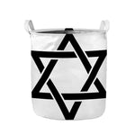 White And Black Star of David Print Collapsible Laundry Basket