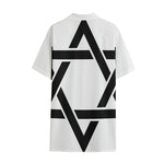 White And Black Star of David Print Cotton Hawaiian Shirt