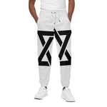 White And Black Star of David Print Cotton Pants