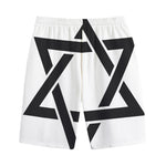 White And Black Star of David Print Cotton Shorts
