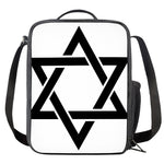 White And Black Star of David Print Crossbody Lunch Bag