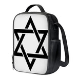 White And Black Star of David Print Crossbody Lunch Bag